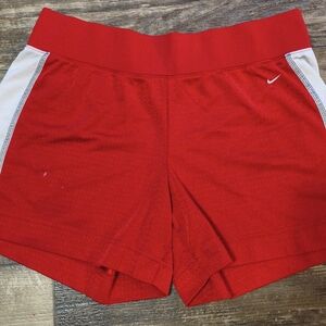 Nike Women's Red and White Athletic Shorts